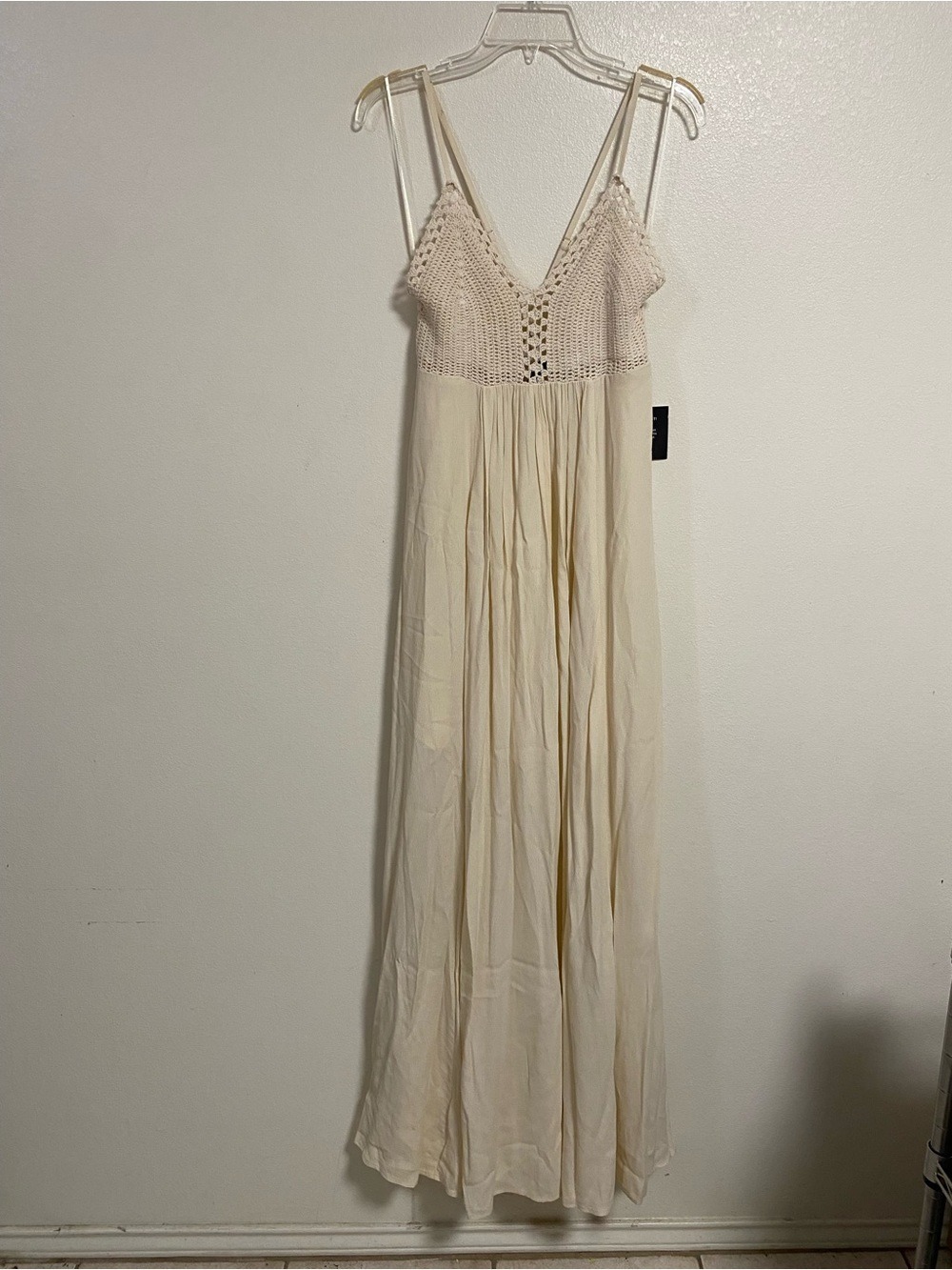 Lulus Dress Women’s Size Large Cream Crochet-Bodice Maxi Dress NWT